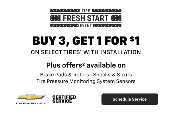 Buy 3, get 1 for $1 on select tire with installation